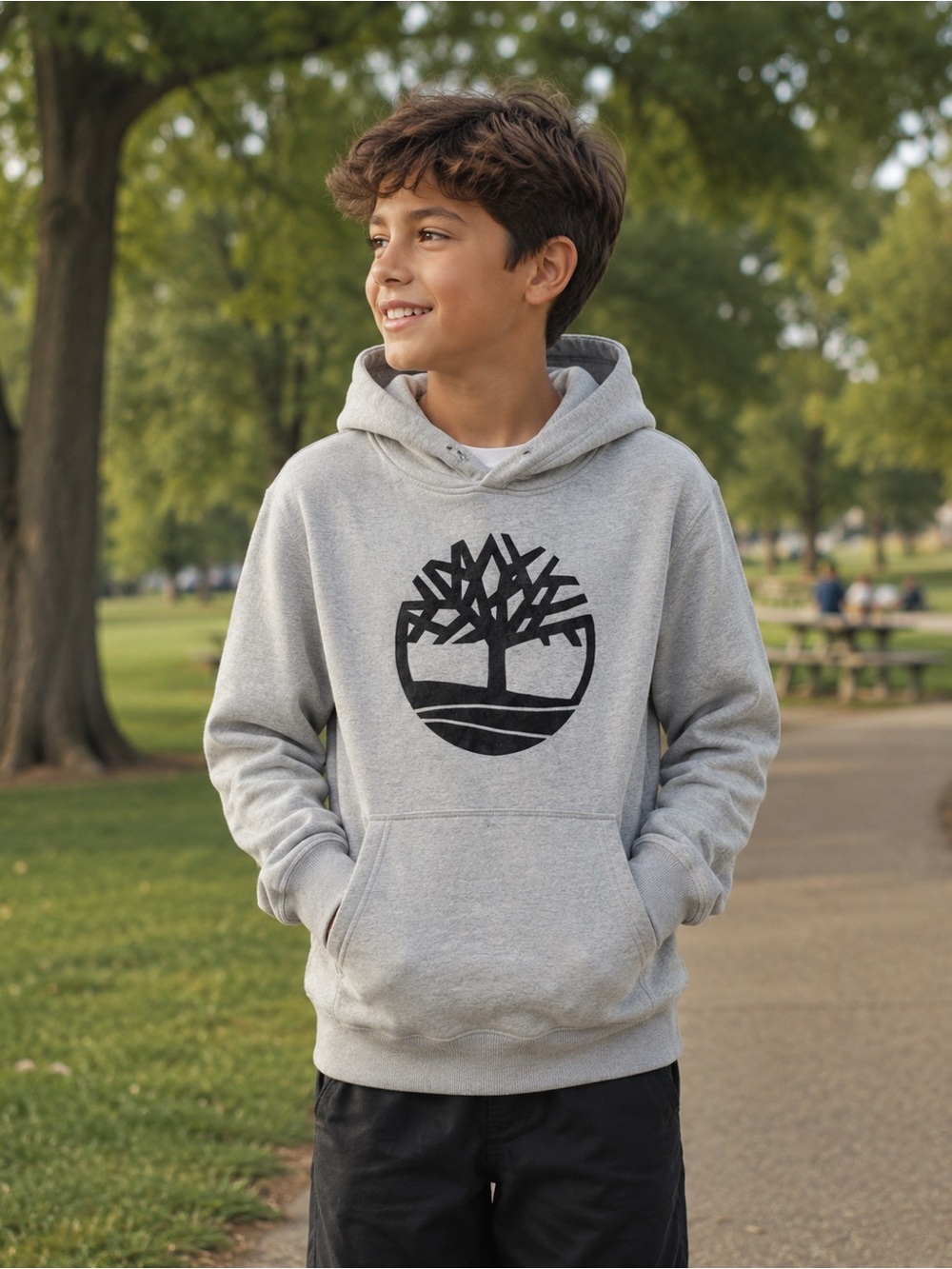 Timberland Gray Boys Hoodie with Logo Size M 10/12